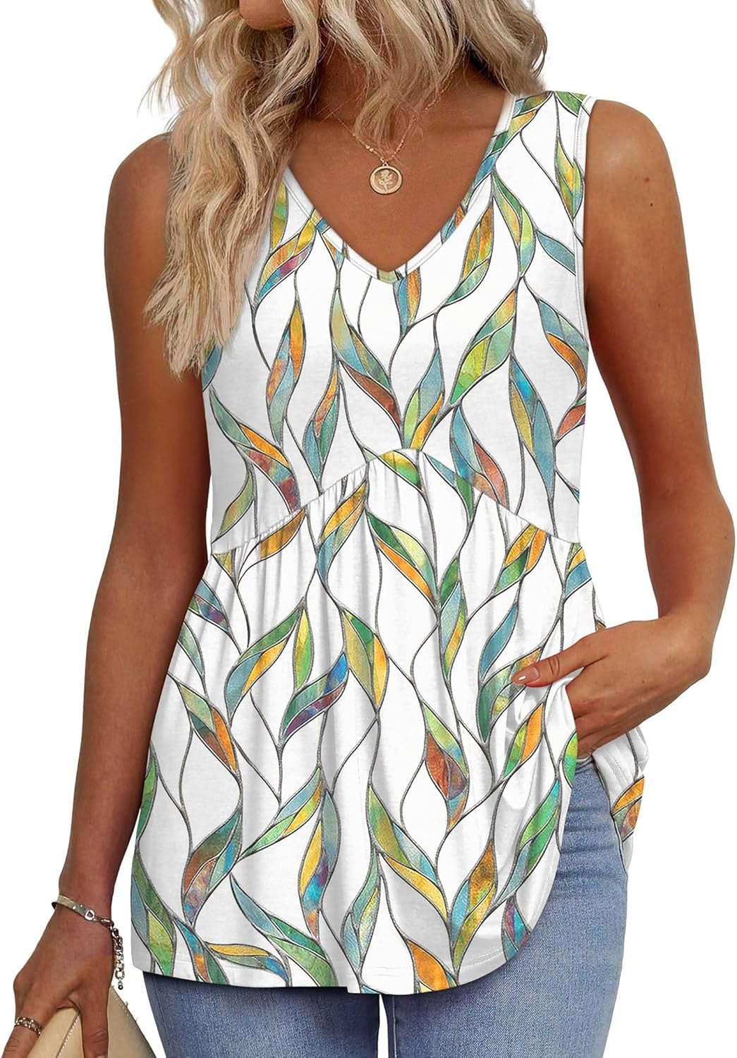 Maya™ - Blomstret peplum-tank