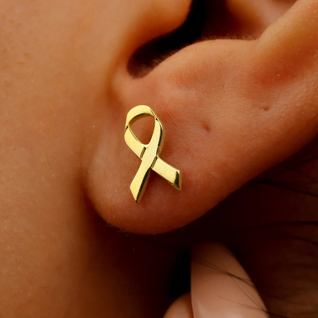 Ribbon Stud Earrings | Støtt brystkreft