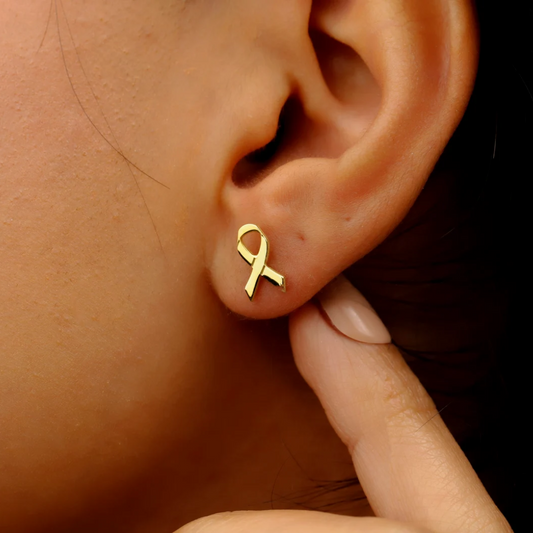 Ribbon Stud Earrings | Støtt brystkreft