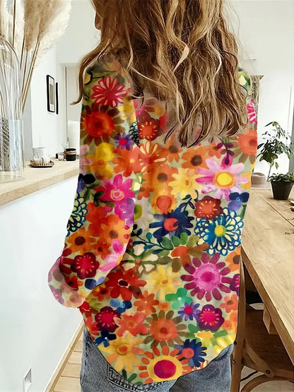 Amaya Bloom | Fargerik, blomstret langermet bluse
