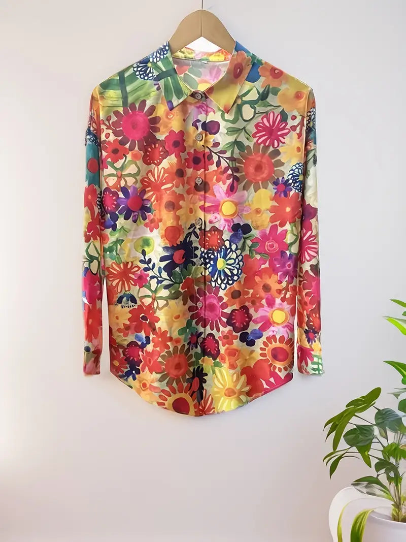 Amaya Bloom | Fargerik, blomstret langermet bluse