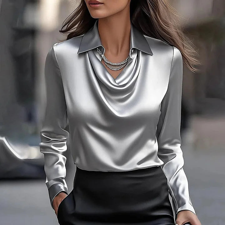 Malvina™ - Elegant bluse i sateng