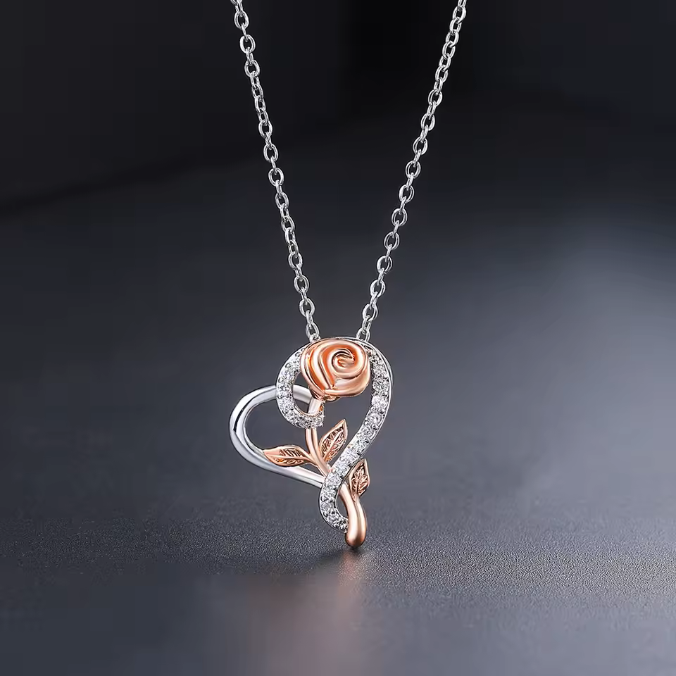 Heart Rose Necklace | Støtt brystkreft