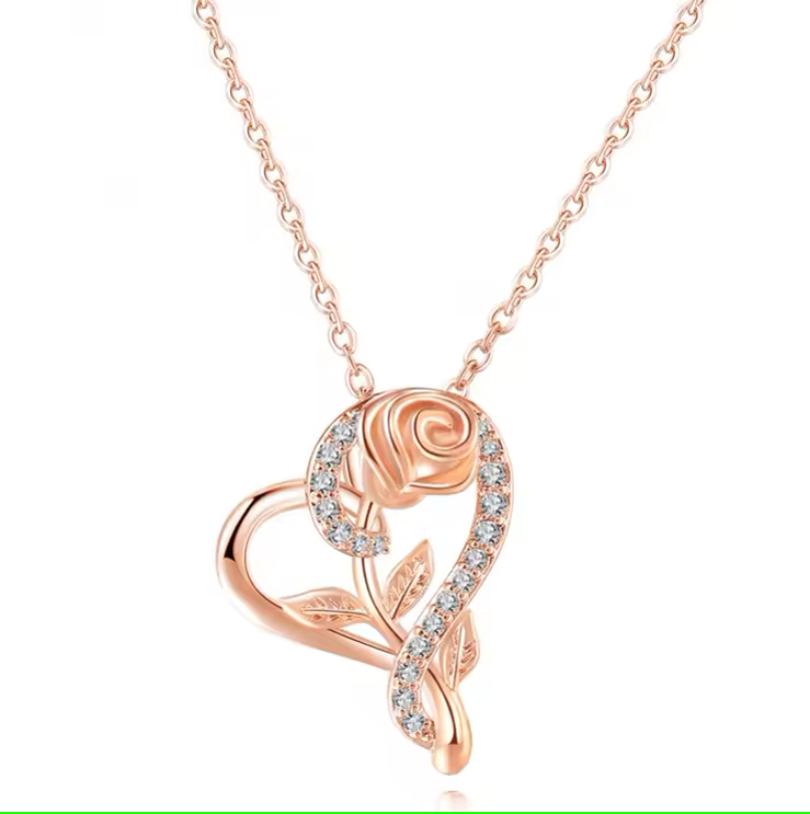 Heart Rose Necklace | Støtt brystkreft