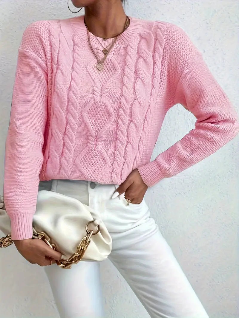 Harbor Weave Crew Sweater | Støtt brystkreft
