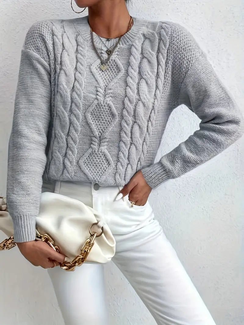 Harbor Weave Crew Sweater | Støtt brystkreft